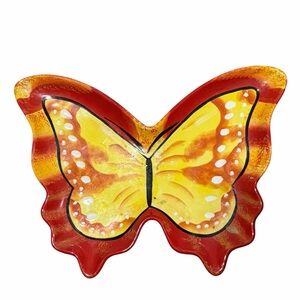 Grasslands Road Butterfly Serving Dish Trinket Tray Red Yellow Decor